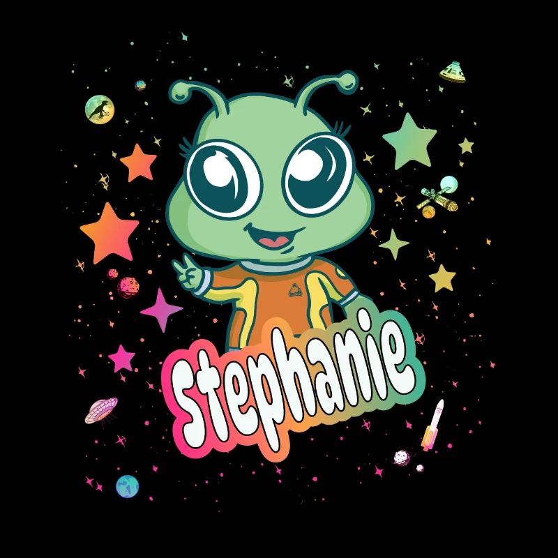 STEPHANIE - Schöner Mädchen Name mit süßem Alien