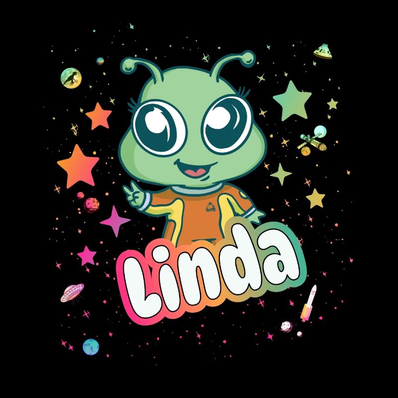 LINDA - Schöner Mädchen Name mit süßem Alien