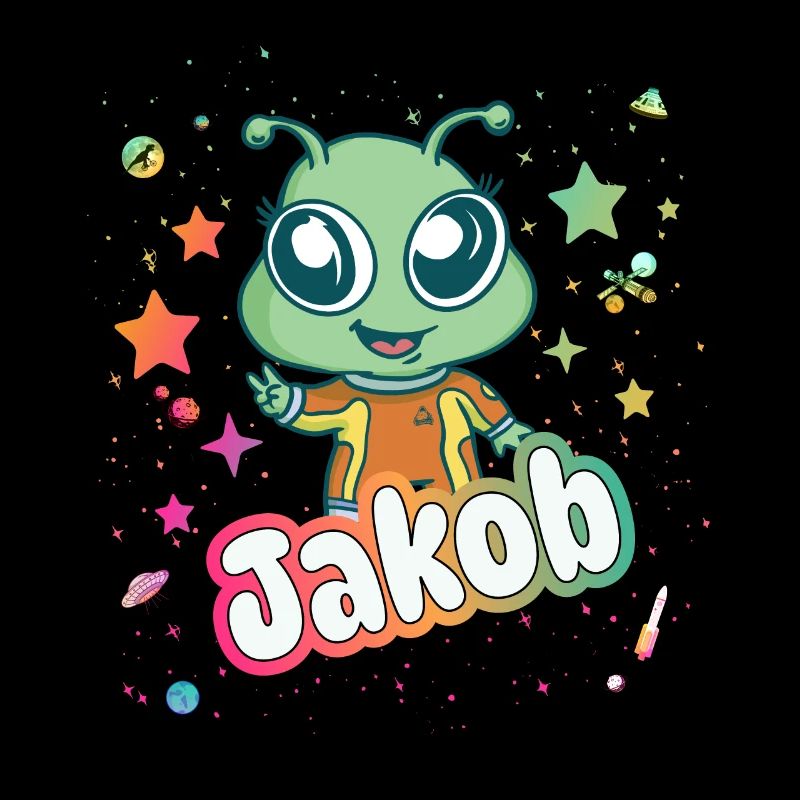JAKOB - Schöner Junge Name mit süßem Alien