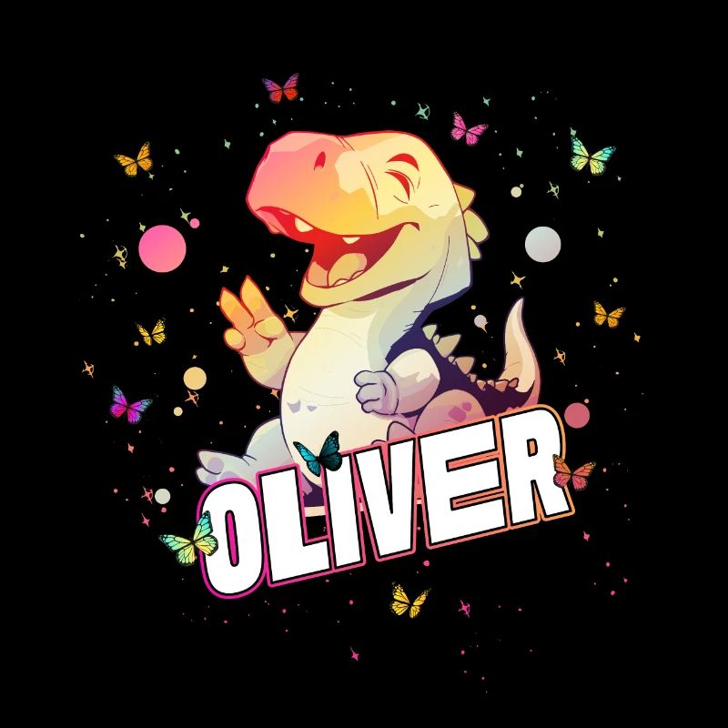 OLIVER - Beau prénom de garçon avec mignon DINO T-REX