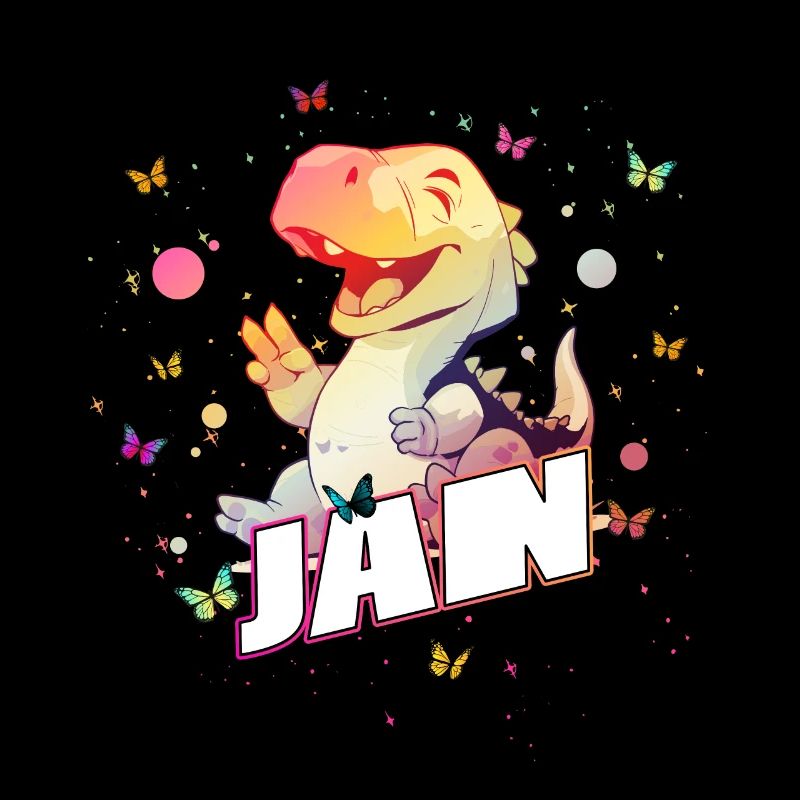 JAN - Beau prénom de garçon avec mignon DINO T-REX