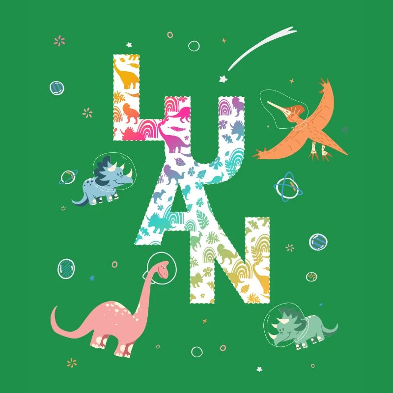 LUAN - Beautiful boy name with dinosaur