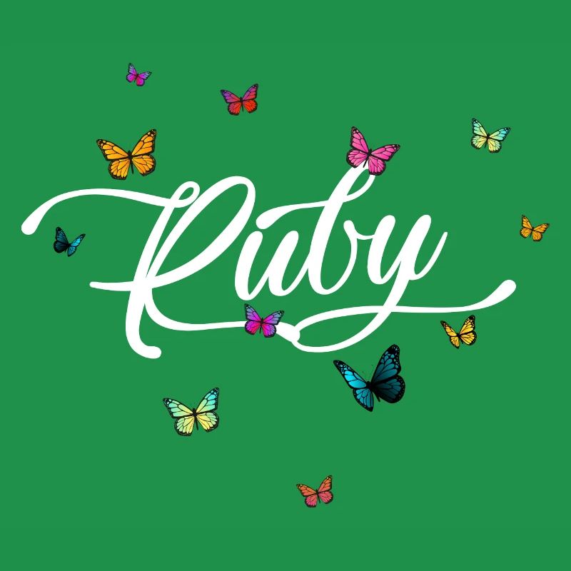 RUBY - Mädchen Name mit bunten Schmetterlingen