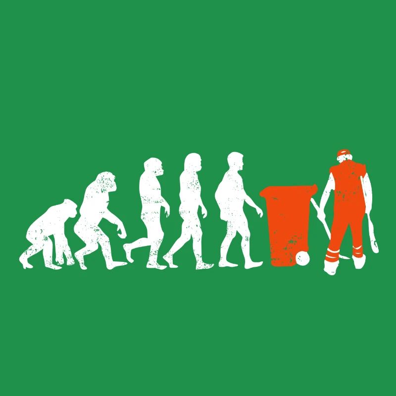 Müllmann evolution geschenk job beruf müll orange