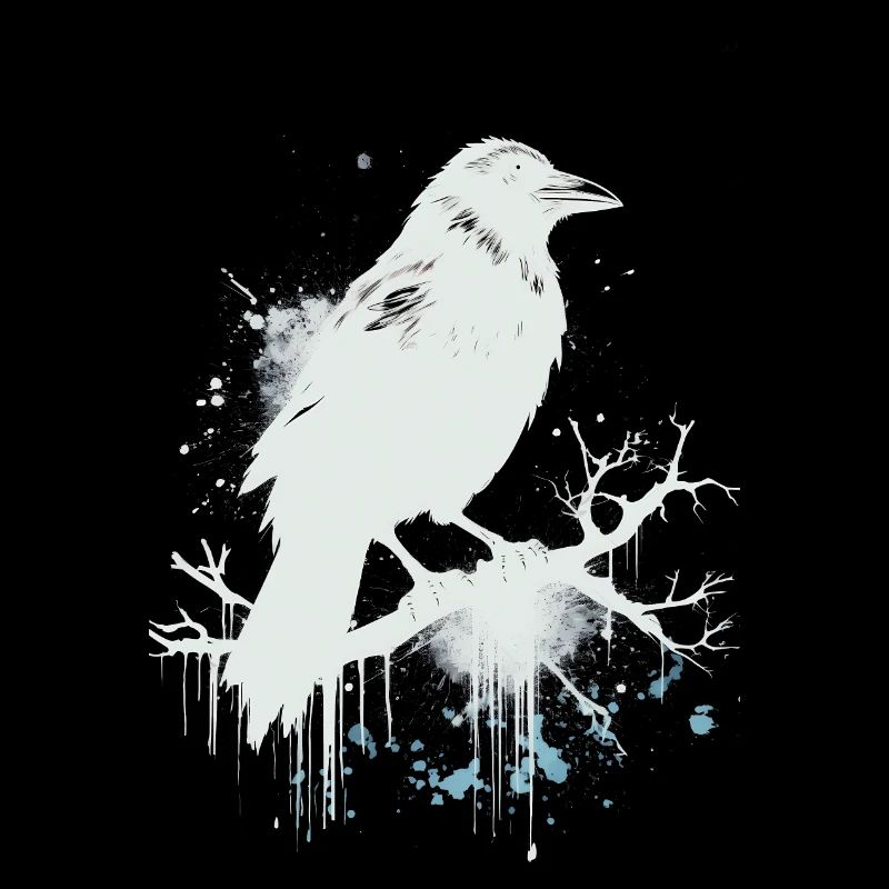 White Raven, Crow as Ink Sketch