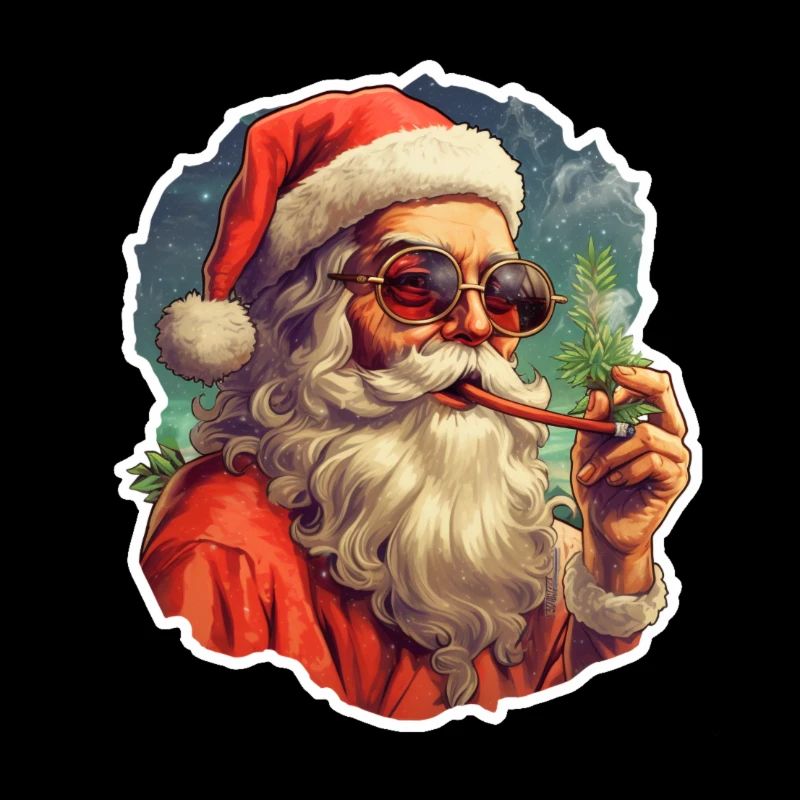 Weihnachtsmann mit Brille entspannt sich und Mütze