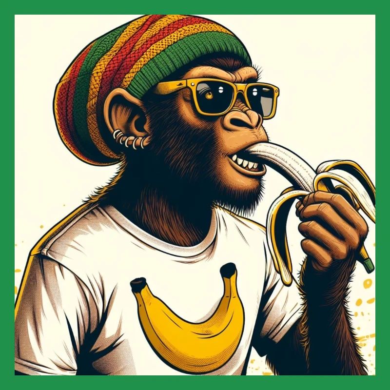 Cooler Affe isst Banane
