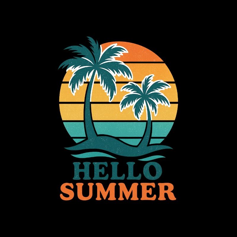 Beach with palm trees and sunset