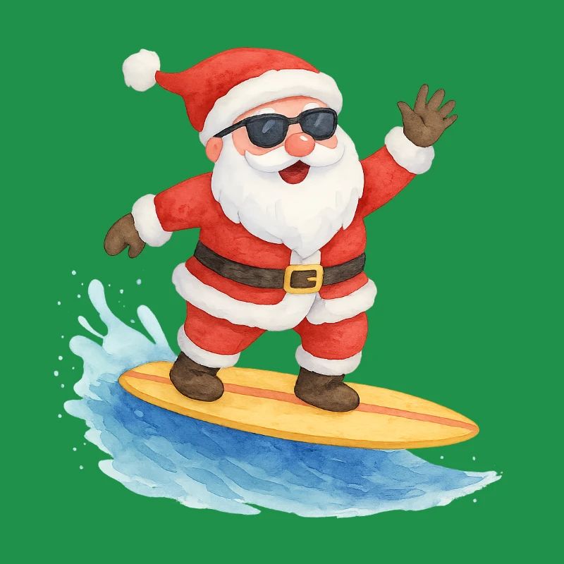 Conception de Noël Cool Santa Surfer
