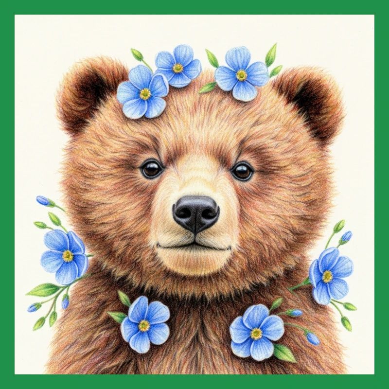 Blue Flower Bear Templates