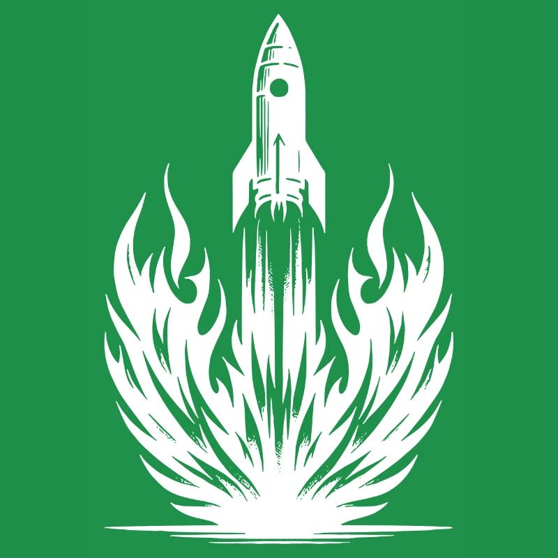 Launching rocket in flames