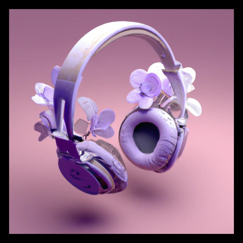 casque audio violet avec des fleurs