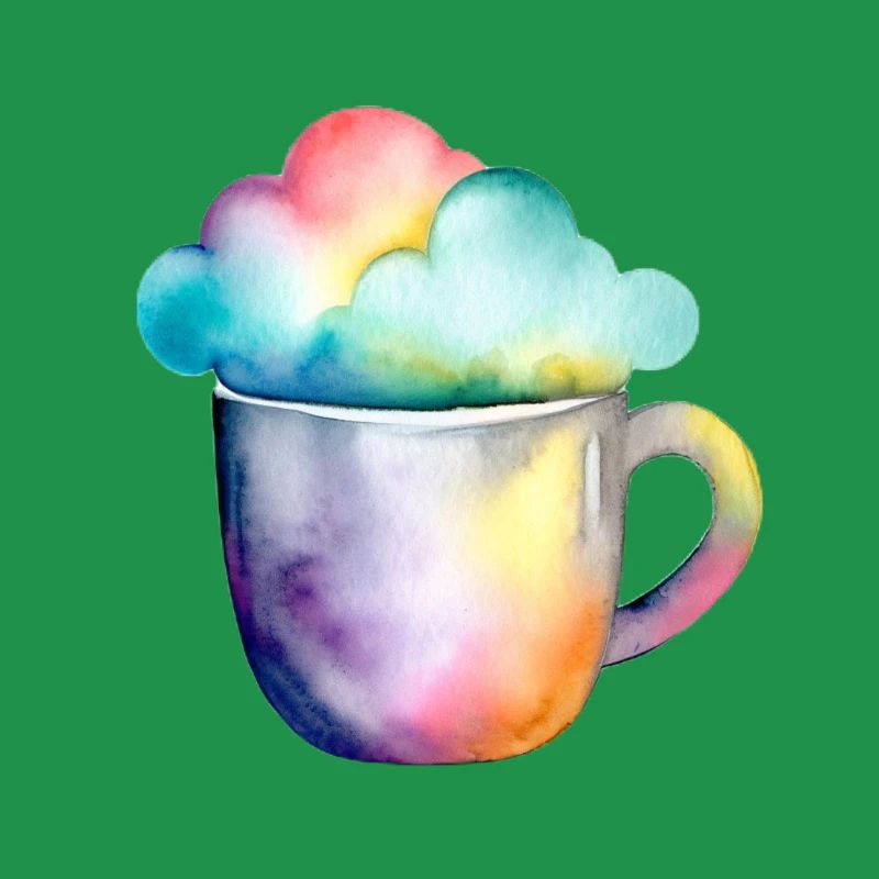 Rainbow coffee with a cloud