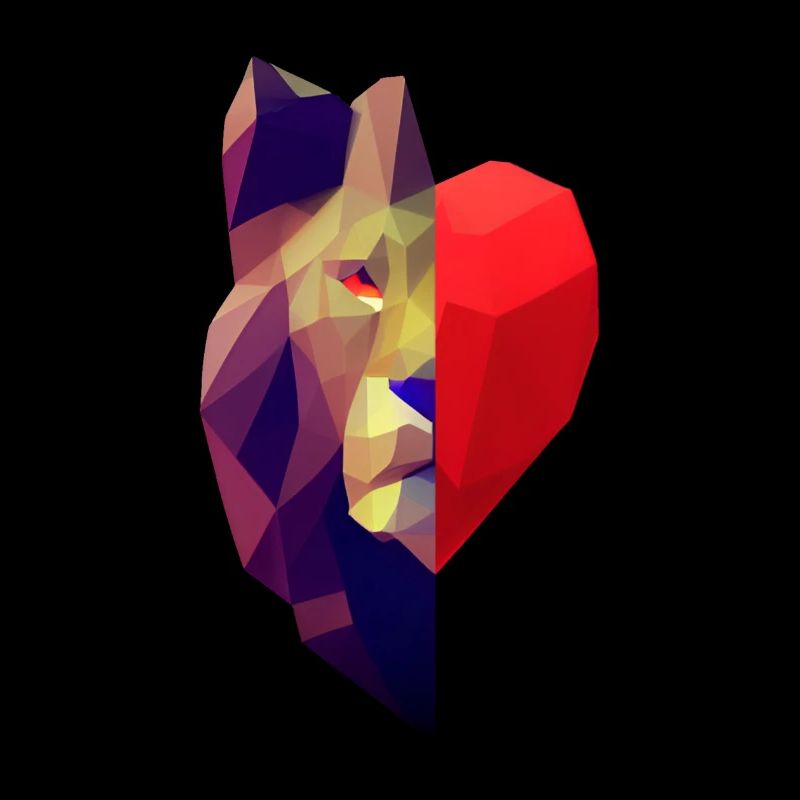 Low Polygon Design Löwe Herz Tierkopf Valentinstag