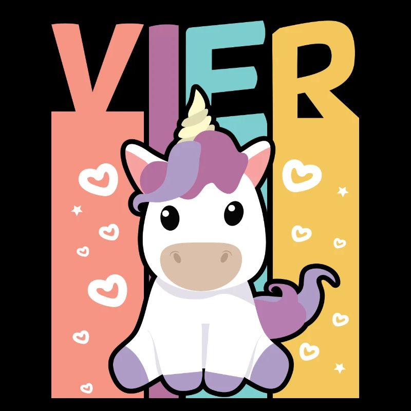 Einhorn Geburtstagsshirt 4 Jahre Mädchen Einhorn