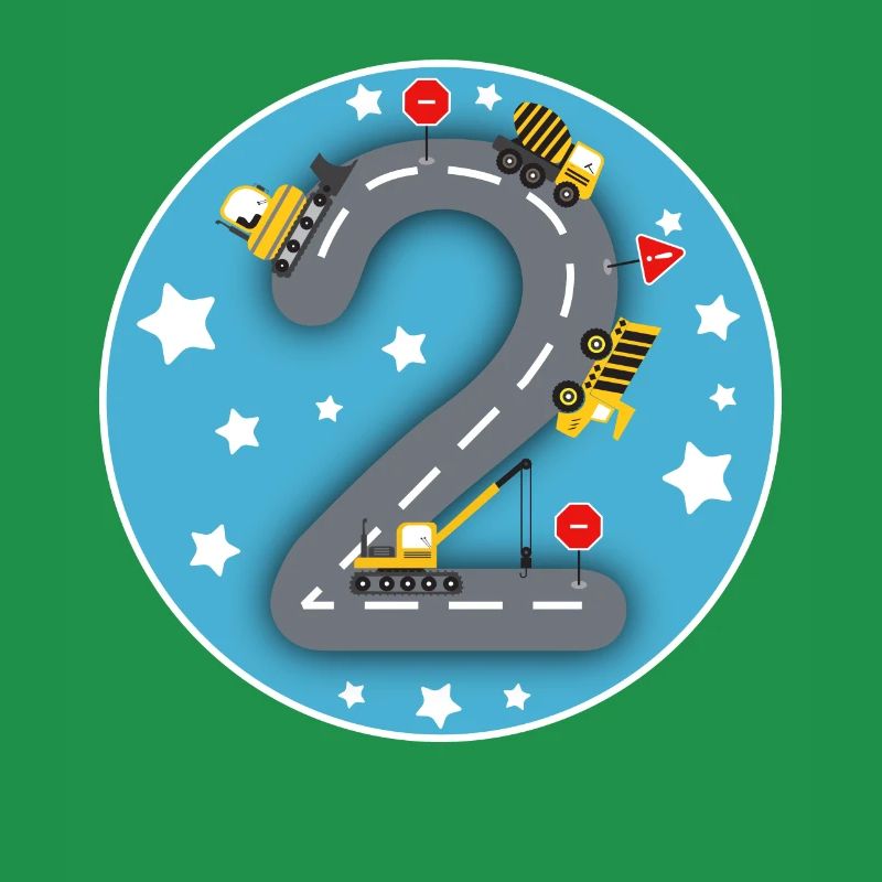 Kinder Geburtstagsshirt 2 Jahre Baustelle Bagger