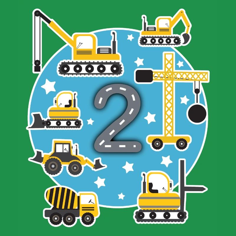 Kinder Geburtstagsshirt 2 Jahre Junge Baustelle