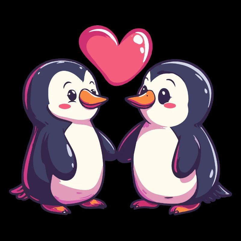 Pingouin Couple Amour Saint-Valentin