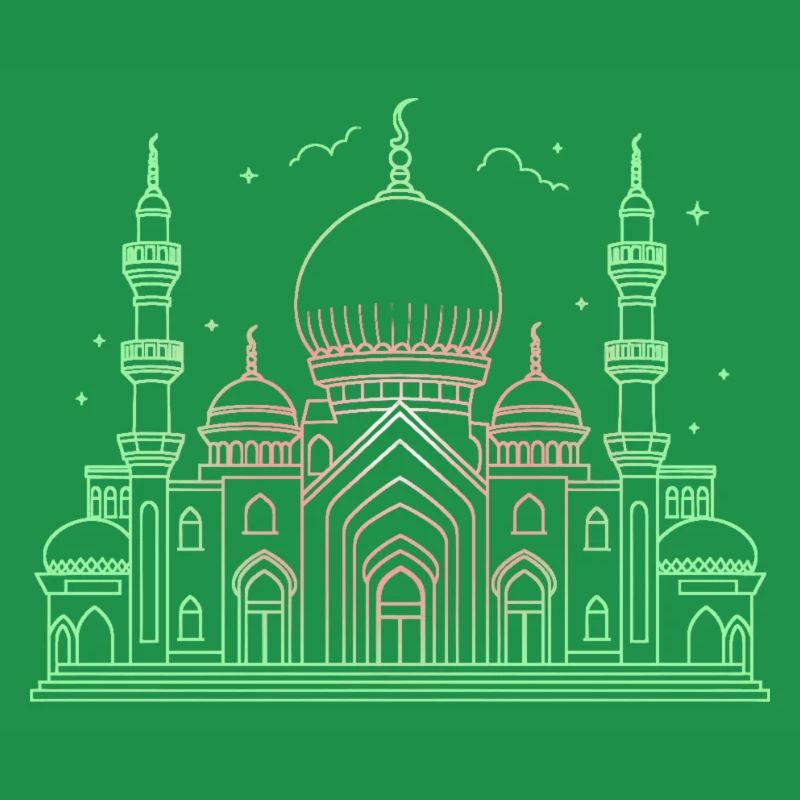 Moschee Stern Halbmond stilisiert grün oder schwarz