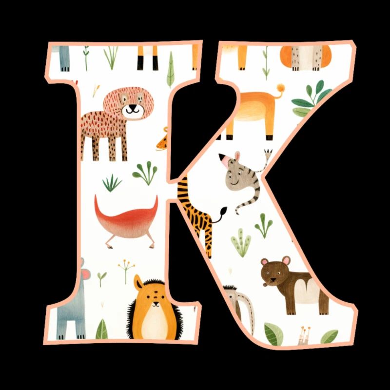 Letter K, Monogram, Animal Pattern