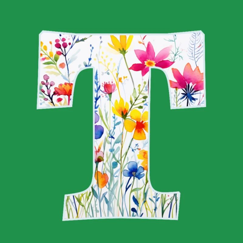 Buchstabe T, Monogramm, Blumenmuster