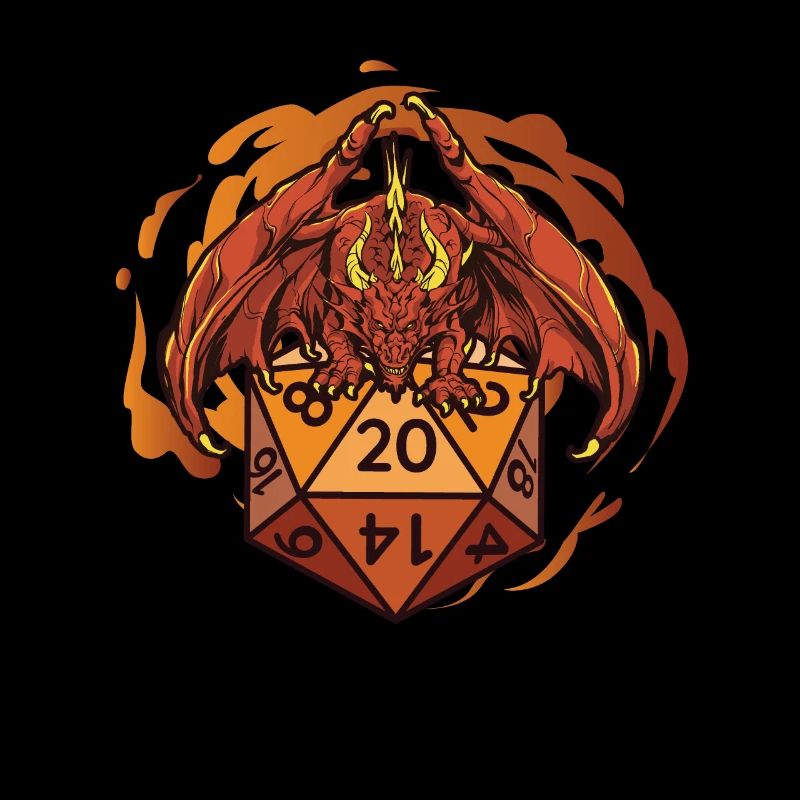 Drache Mit D20 Würfeln