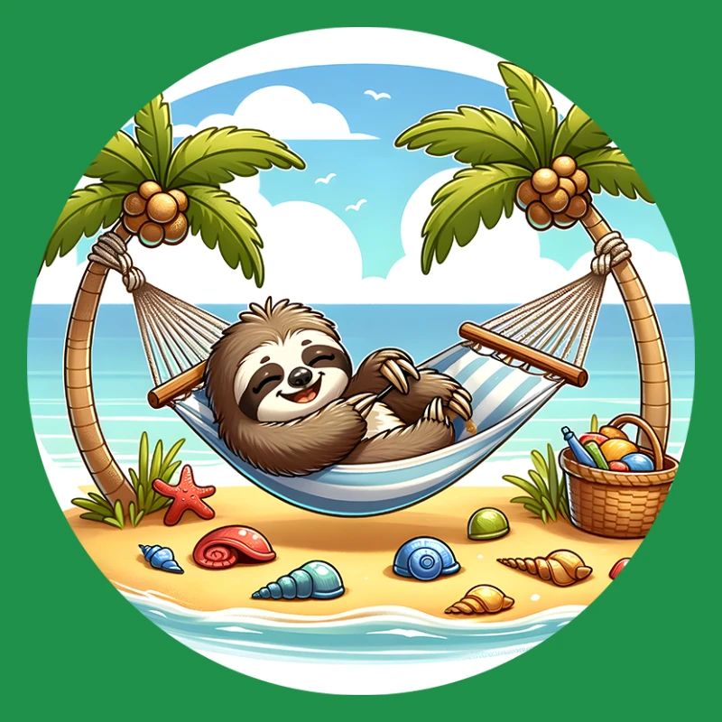 Beach lazy sloth in hammock
