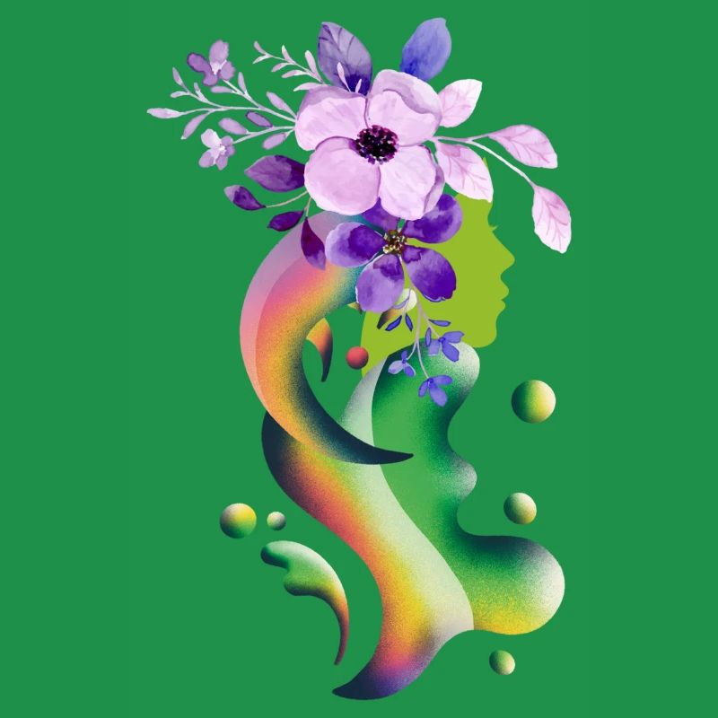 Ein Mädchen mit Blumen Schwebendes Mädchen