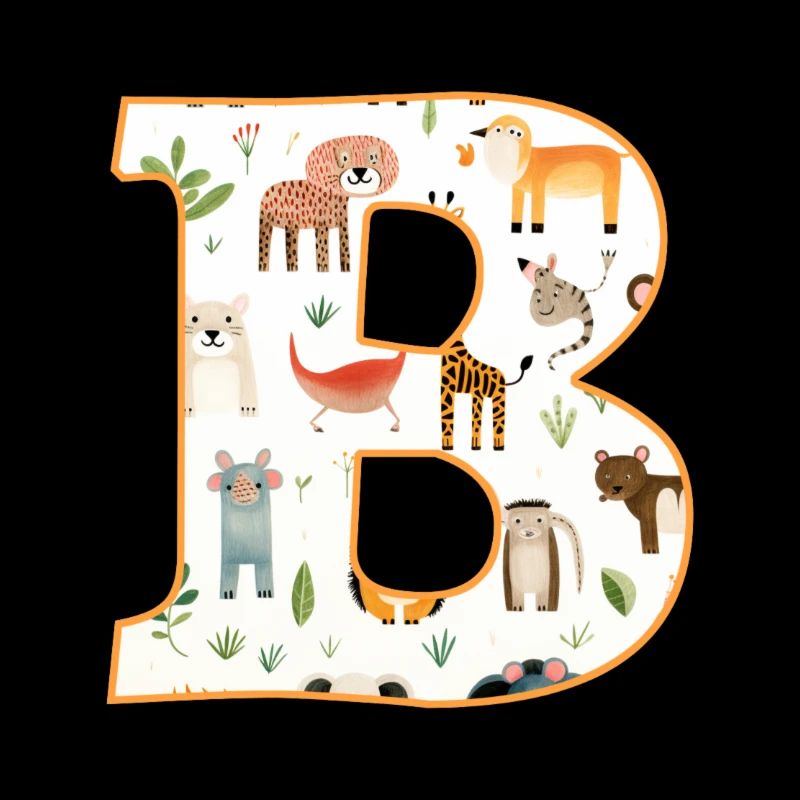 Letter B, Monogram, Animal Pattern