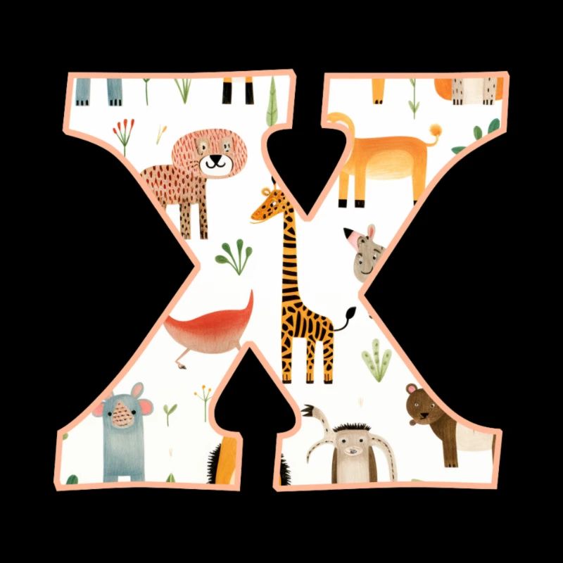 Letter X, Monogram, Animal Pattern