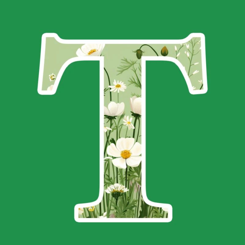 Buchstabe T, Monogramm, Blumenmuster
