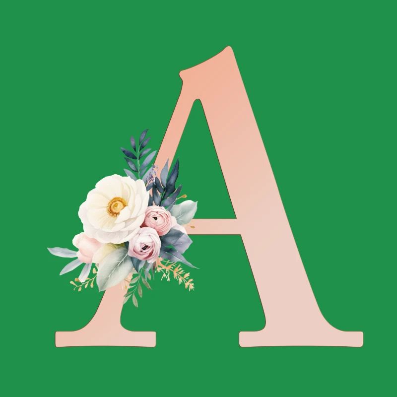 A Monogram, Floral, Boho