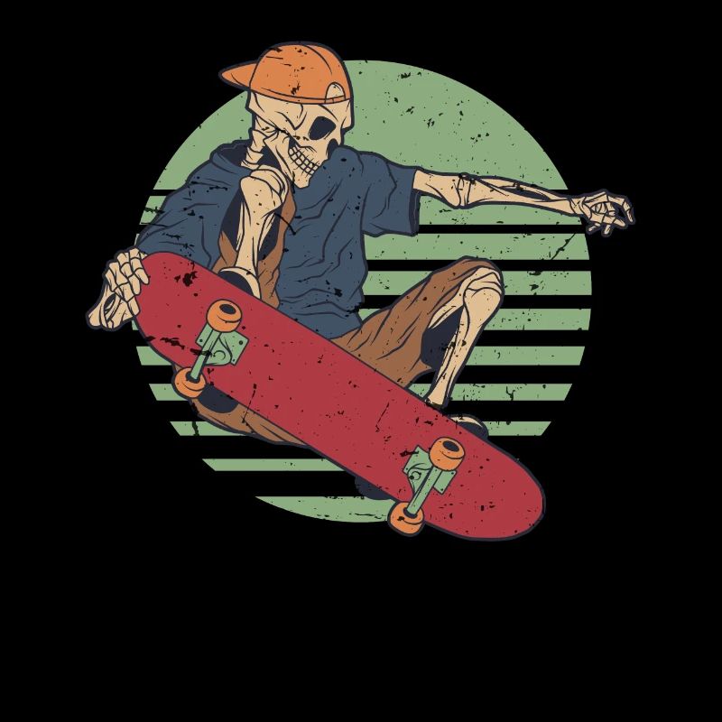 Cool skeleton skater doing a trick on skateboard