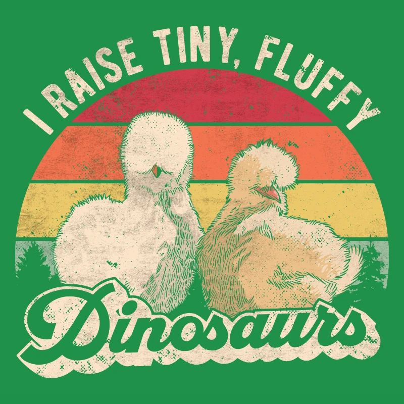 Small, Fluffy Dinosaur Retro Silk Chickens