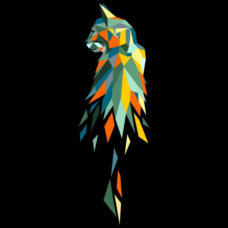 chat polygone rétro coloré