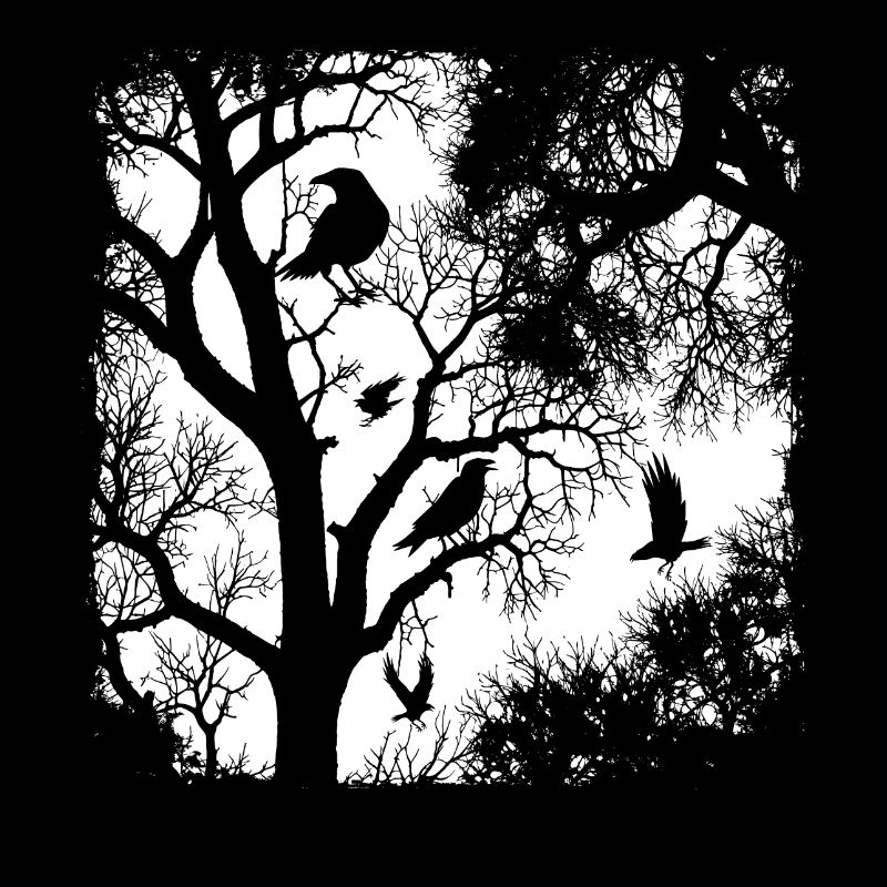 Crow Raven Dark Forest , Goth Graphic