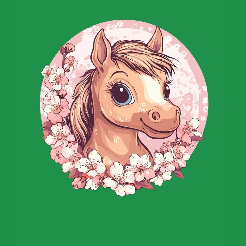 Poney joyeux avec des fleurs
