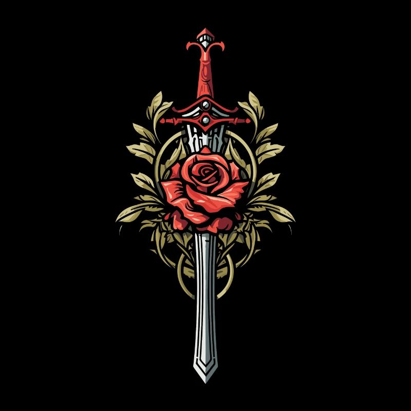 Épée Goth Rose rouge