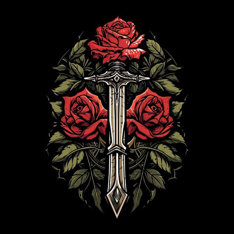 Épée Goth Rose rouge