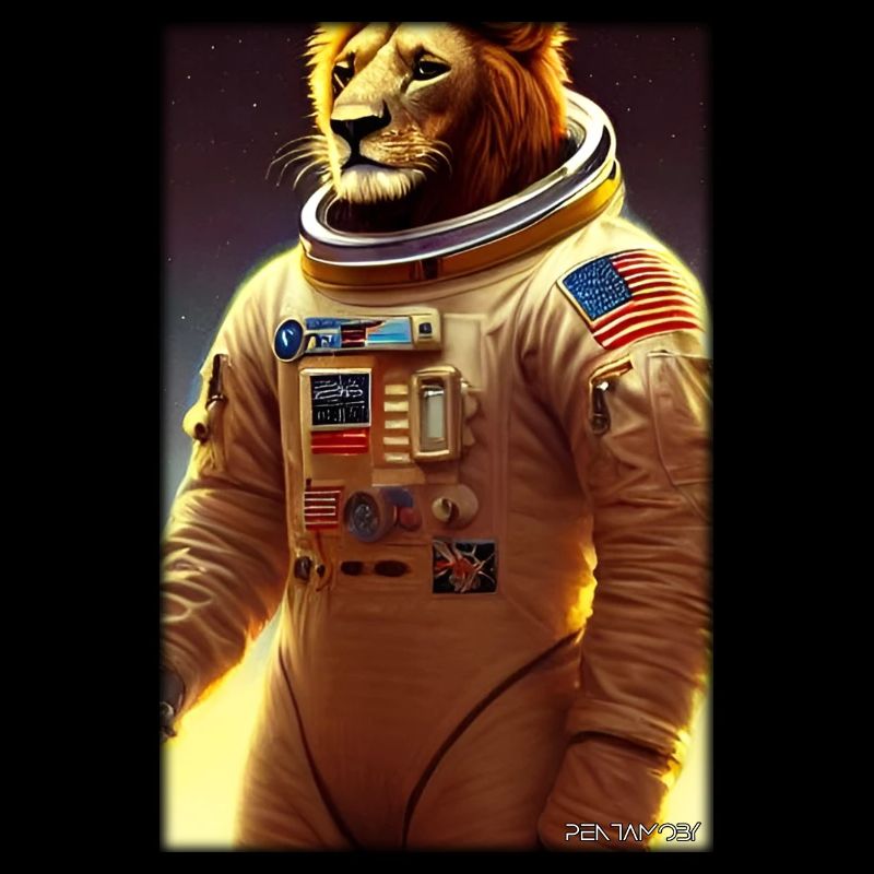 Leo Big Cat Astronaut Future Sci-Fi Technology