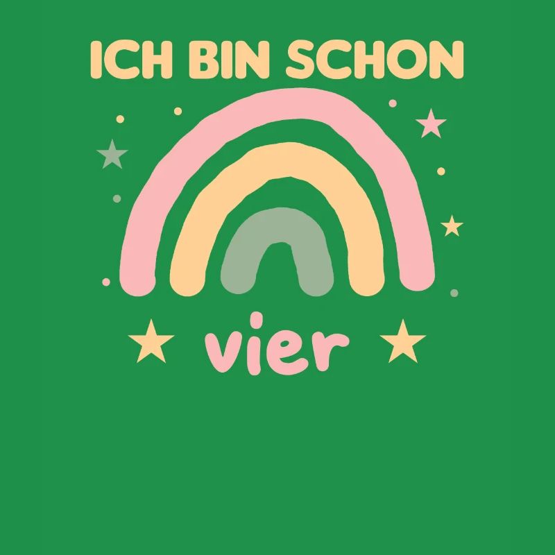 Regenbogen vierter Geburtstag ich bin schon vier