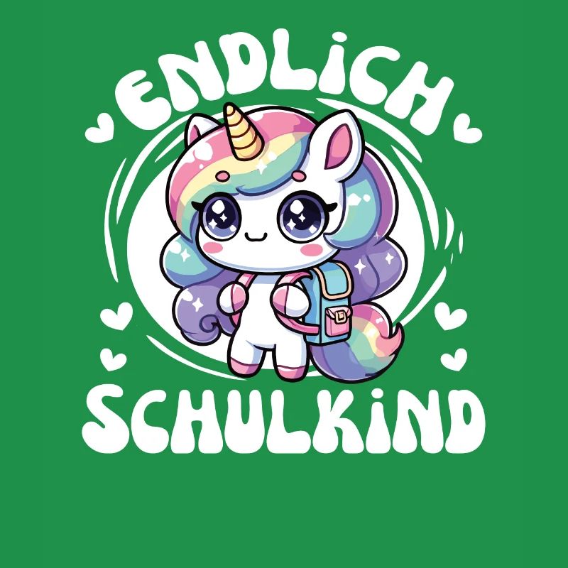Endlich Schulkind süßes Einhorn zur Einschulung