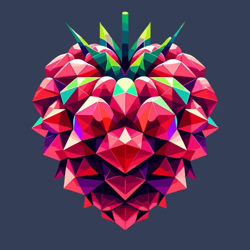 Geometric Raspberry: Vivid Low-Poly Artwork