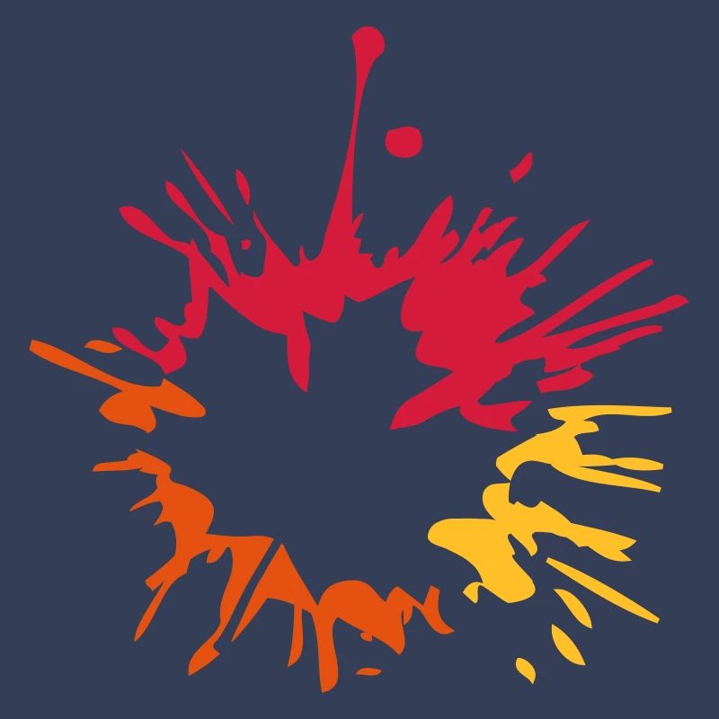 colorful blob drop paint splatter maple leaf he
