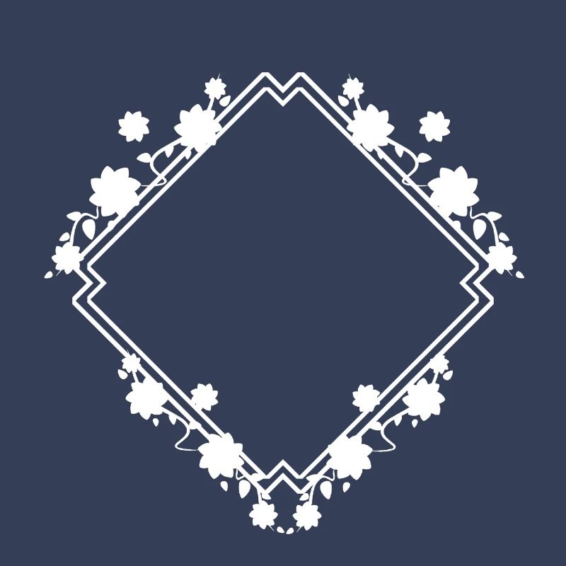 White frame with floral pattern decoration