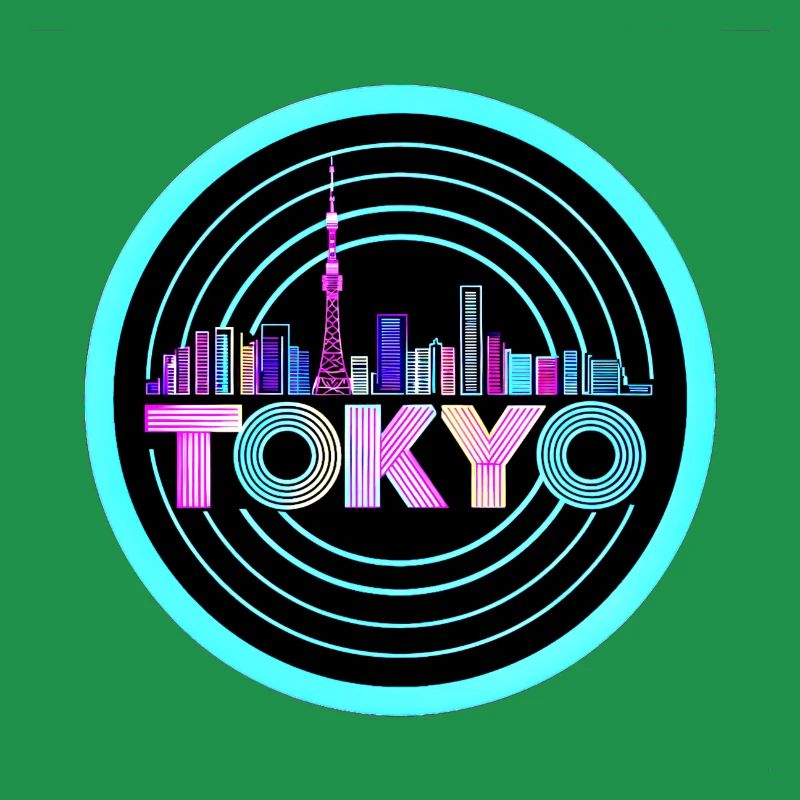 Tokyo Skyline1980's Synthwave Retro Neon Tee