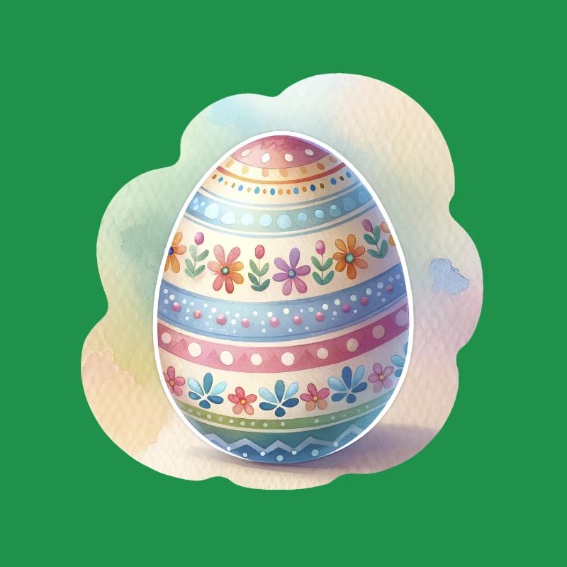 Minimalist Watercolor Painted Style Easter Egg