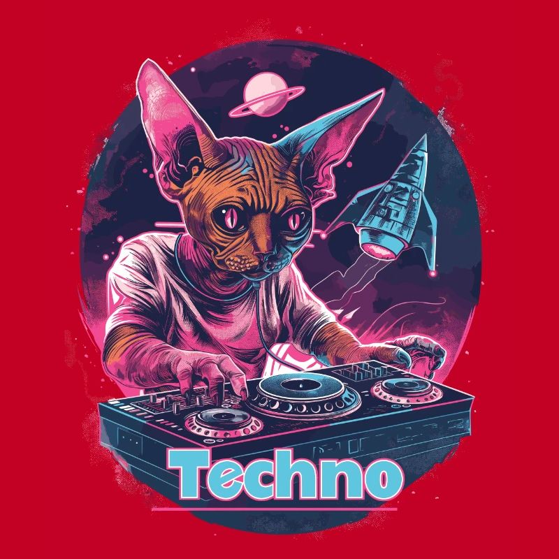 Techno DJ Rave Chat de l’espace