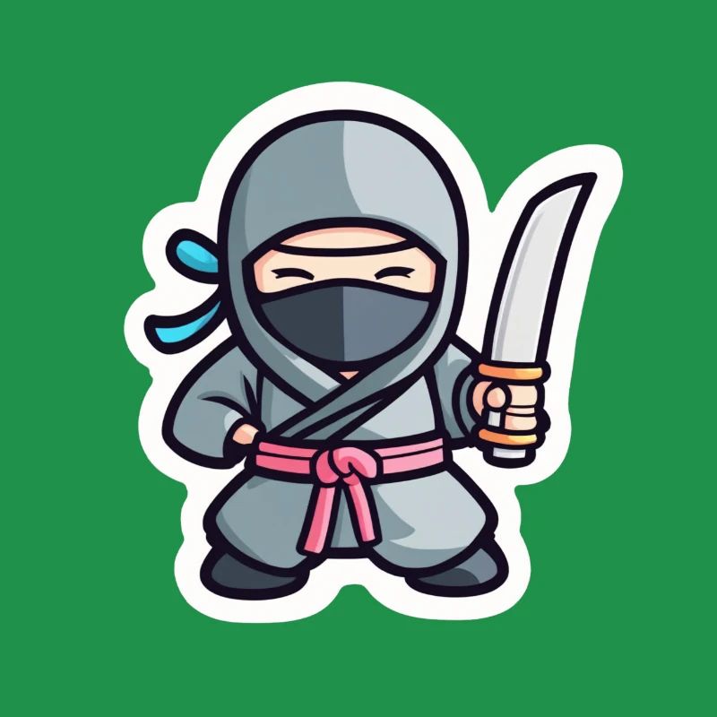 Ninja gris mignon avec épée katana