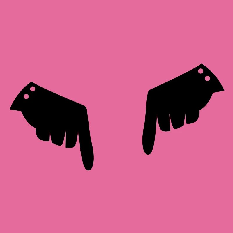 two fancy gloved hands pointing down